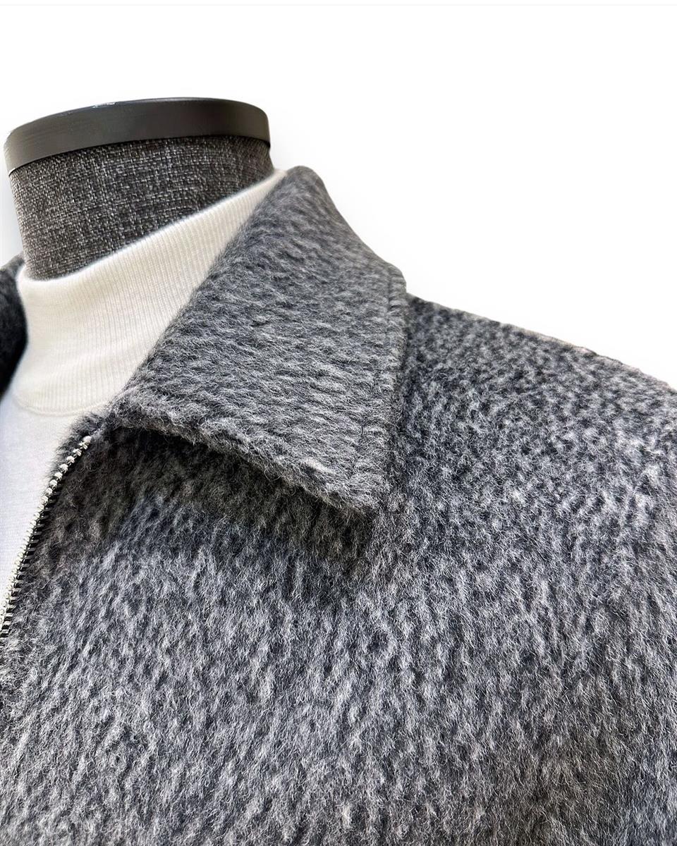 Standart Fit Yün Karışımlı Siyah Kısa Alpaca Mont - Image 3