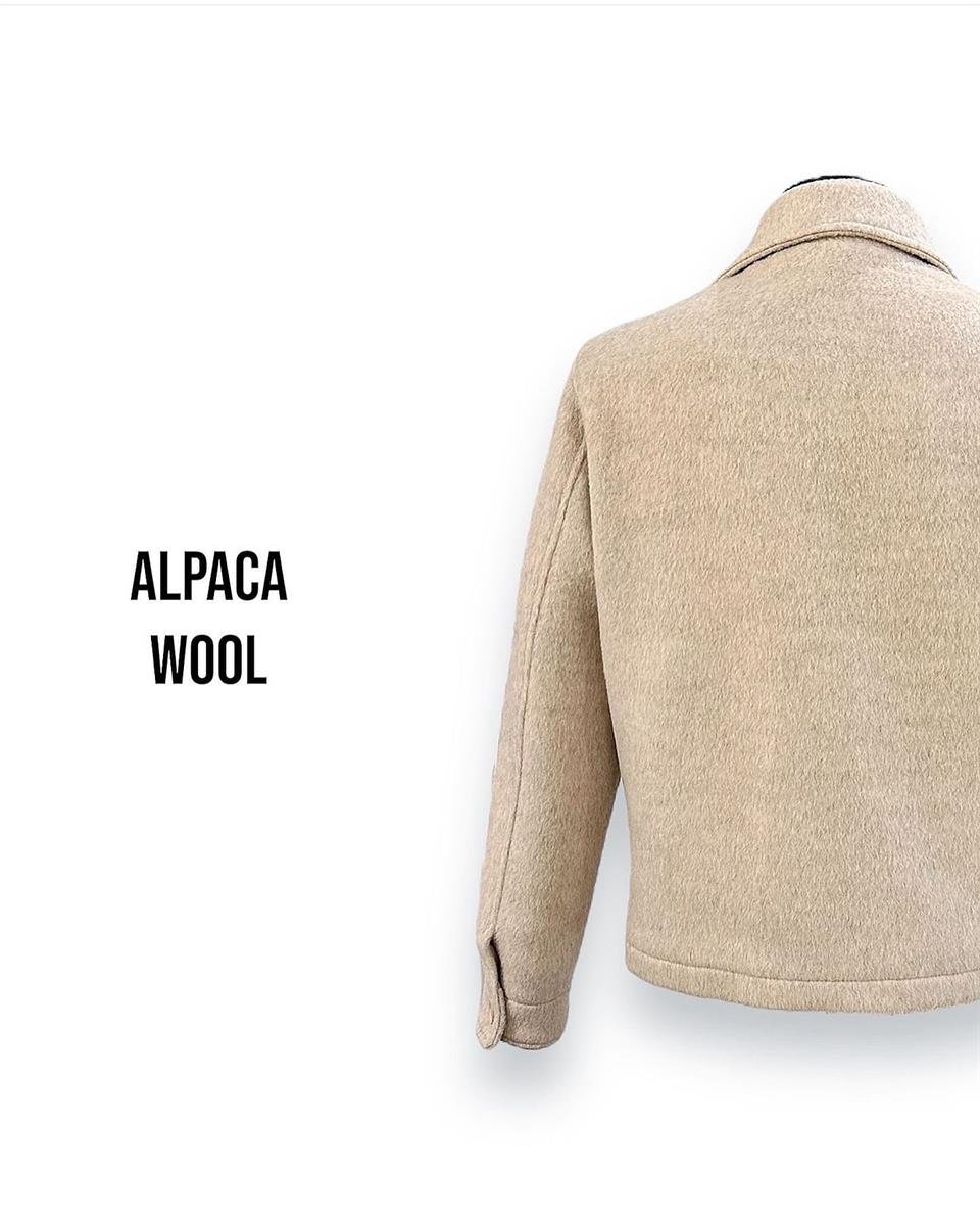 Standart Fit Yün Karışımlı Bej Kısa Alpaca Mont - Image 5