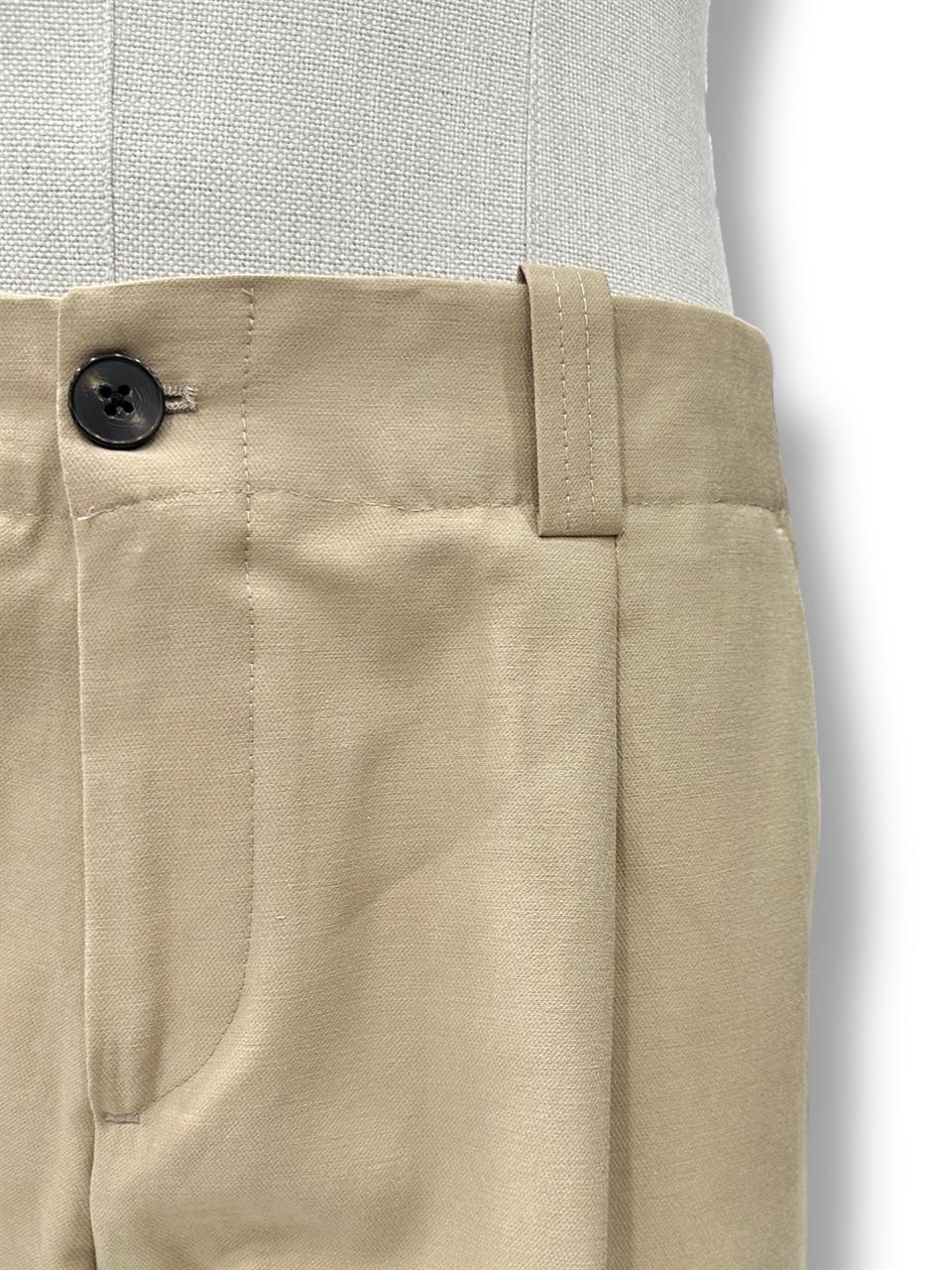 Oversize Gabardin Kumaş Bej Ashford Pantolon - Image 4