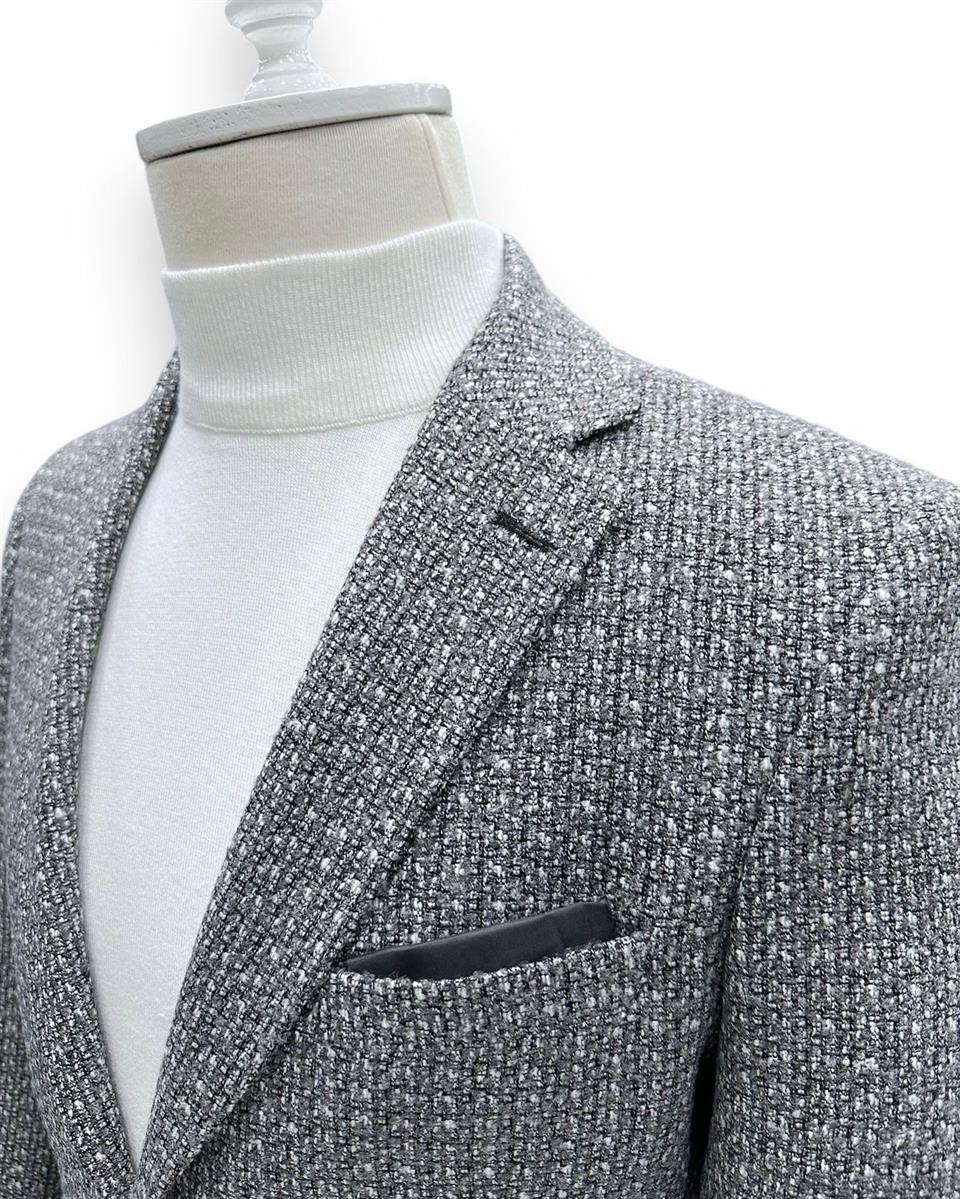 Slim Fit Kaşe Gri Bright Ceket - Image 4