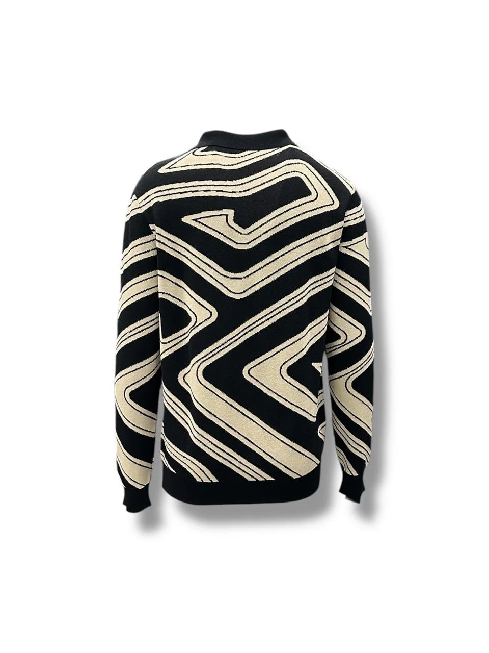 Siyah Standart Fit Zebra Desen Triko - Image 5