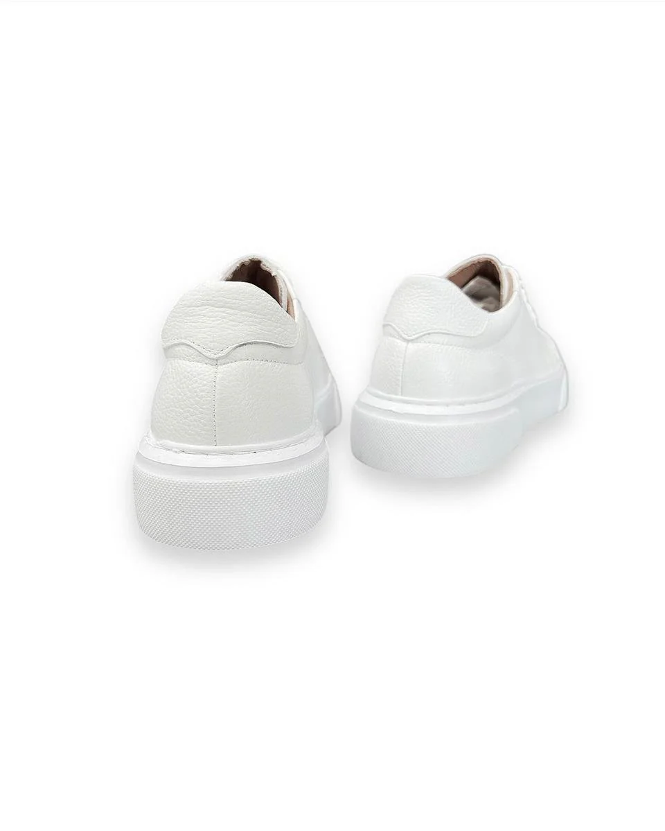 Deri Sneakers İç Dış Deri Beyaz Ayakkabı - Image 3