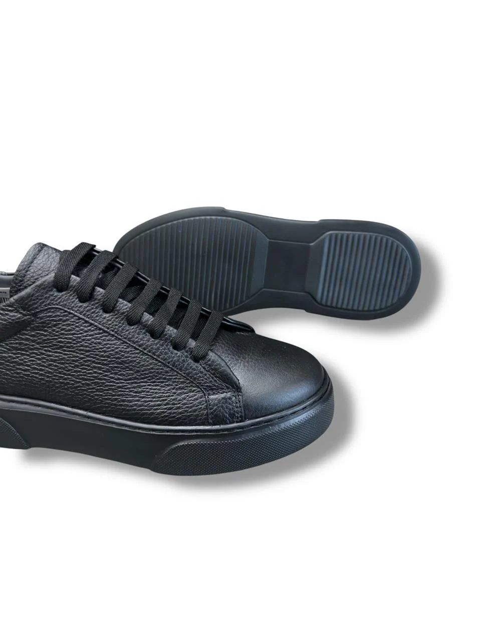 Deri Sneakers İç Dış Deri Siyah Ayakkabı - Image 3