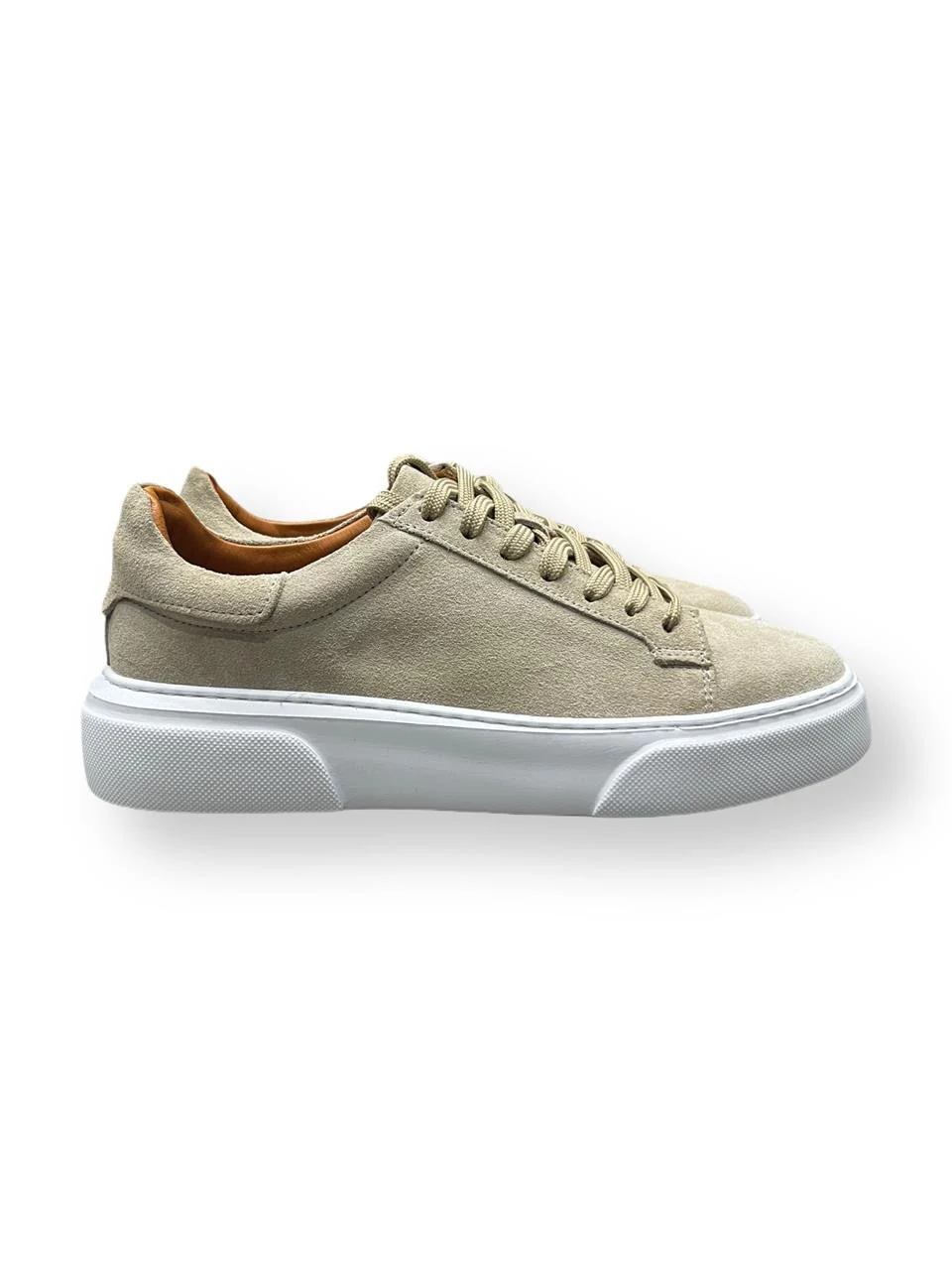 Deri Sneakers İç Dış Deri Bej Süet Ayakkabı