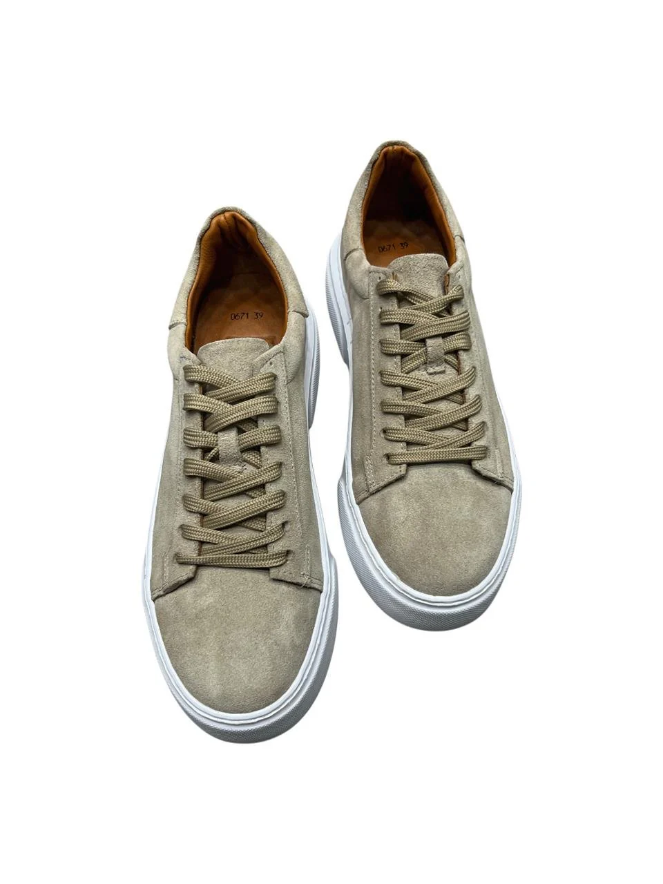Deri Sneakers İç Dış Deri Bej Süet Ayakkabı - Image 2
