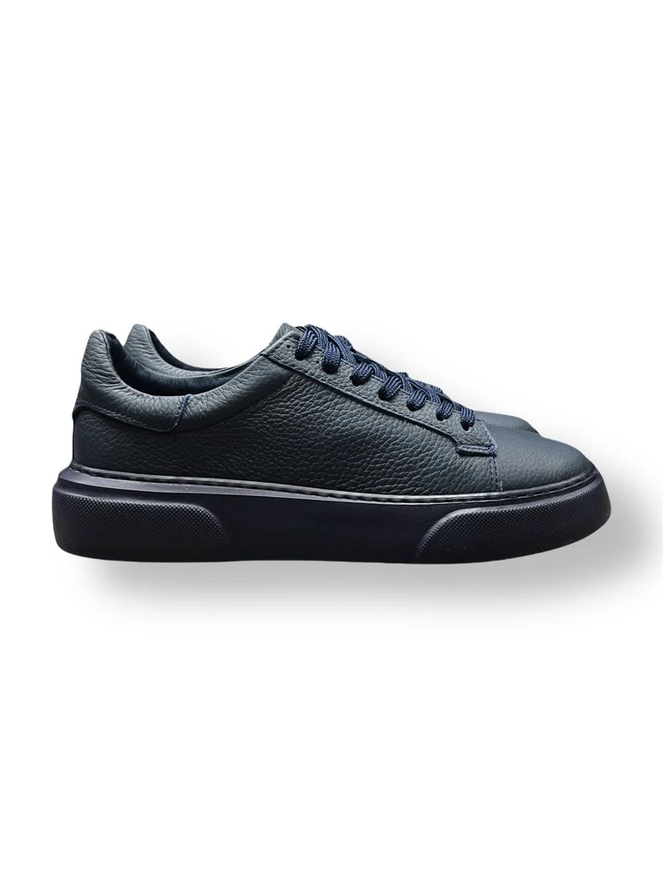 Deri Sneakers İç Dış Deri Lacivert Ayakkabı