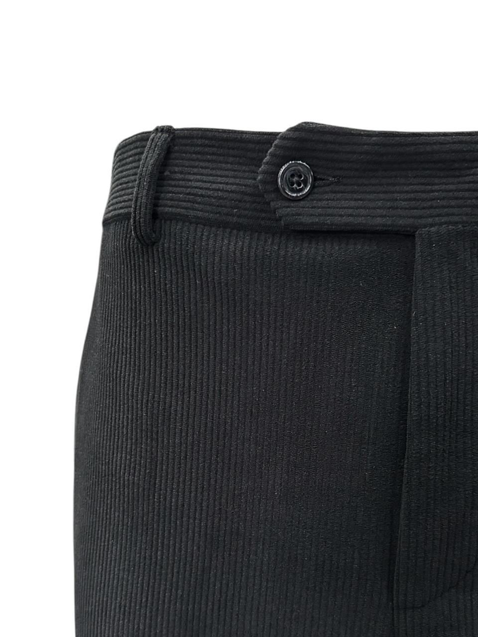 Standart Fit İtalyan Kumaş Siyah Fitilli Kadife Pantolon - Image 3