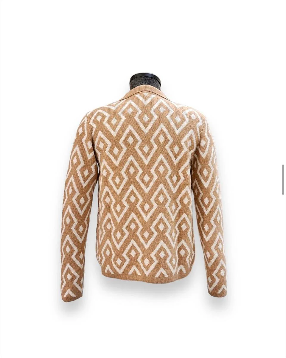 Slim Fit Örgü Desenli Taba Flava Hırka - Image 3