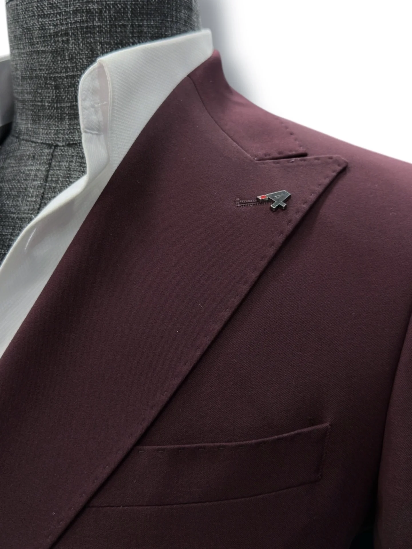 Slim Fit Likralı Çift Yırtmaç Kruvaze Bordo Form Takım Elbise - Image 3