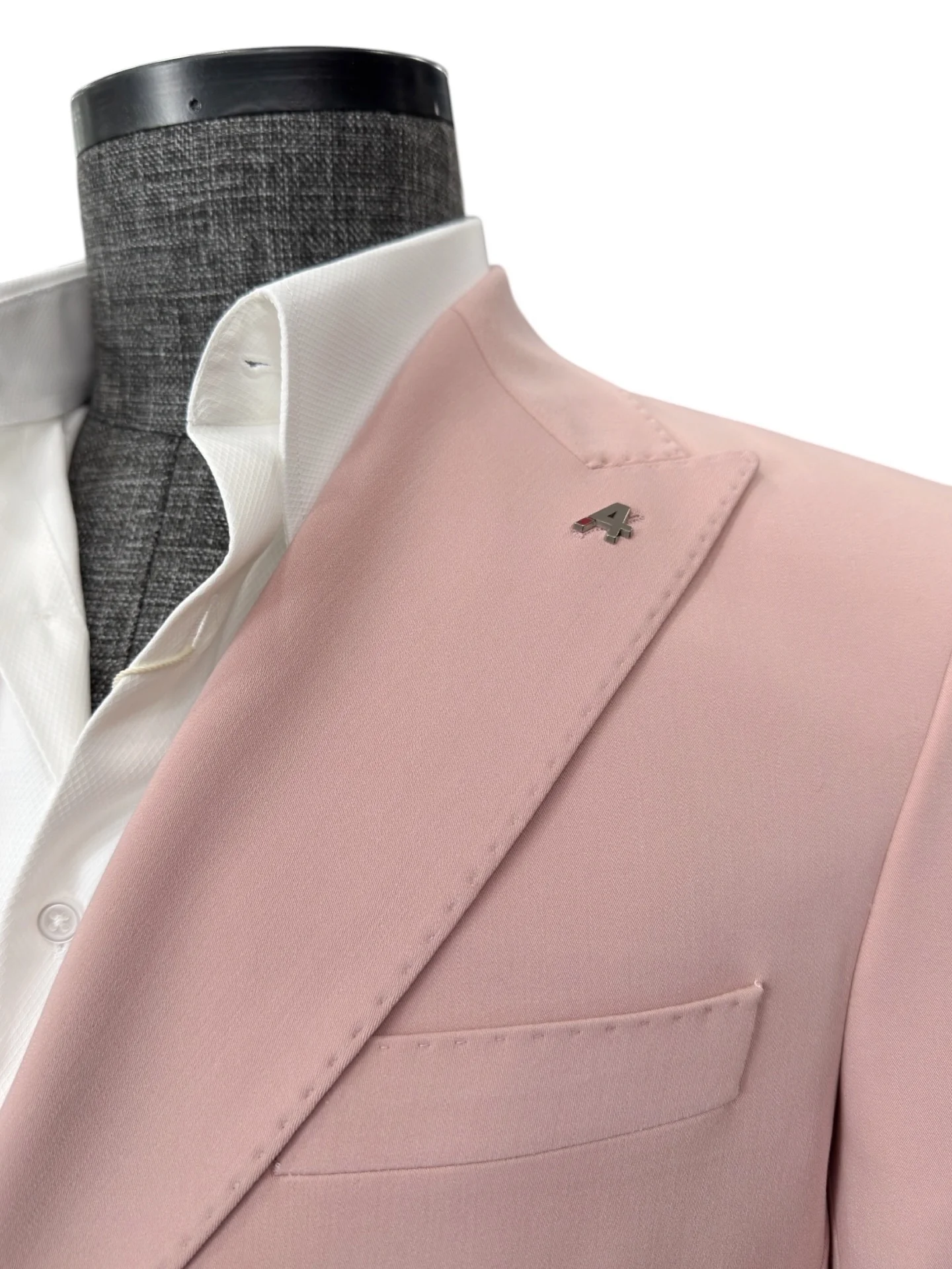 Slim Fit Likralı Çift Yırtmaç Kruvaze Pembe Form Takım Elbise - Image 3