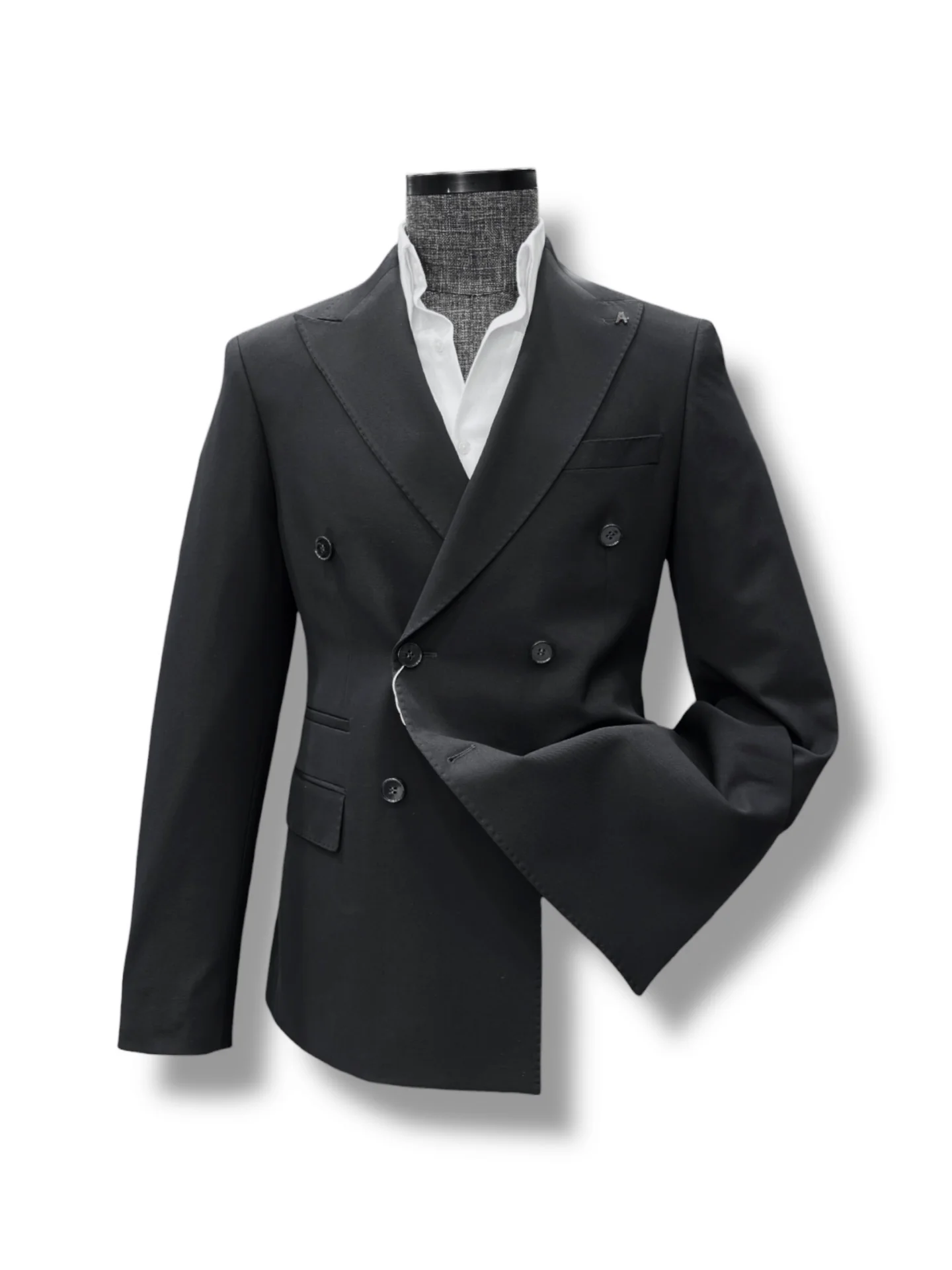 Slim Fit Likralı Çift Yırtmaç Kruvaze Siyah Form Takım Elbise - Image 2