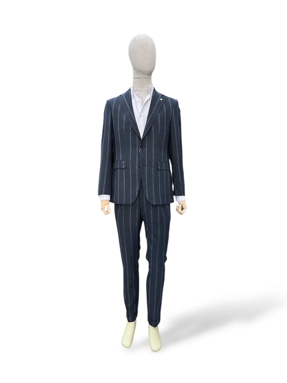 Standart Fit Çizgili Lacivert Erkek Gentle Takım Elbise - Image 2