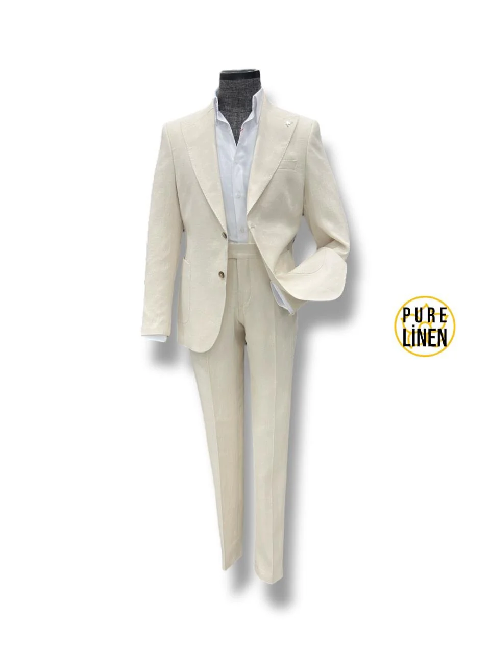 Standart Fit Torba Cep Bej Ham Keten Takım Elbise