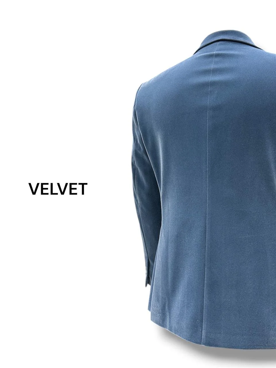 Kadife Mavi Kruvaze Slim Fit Kadife Kumaş Ceket - Image 3