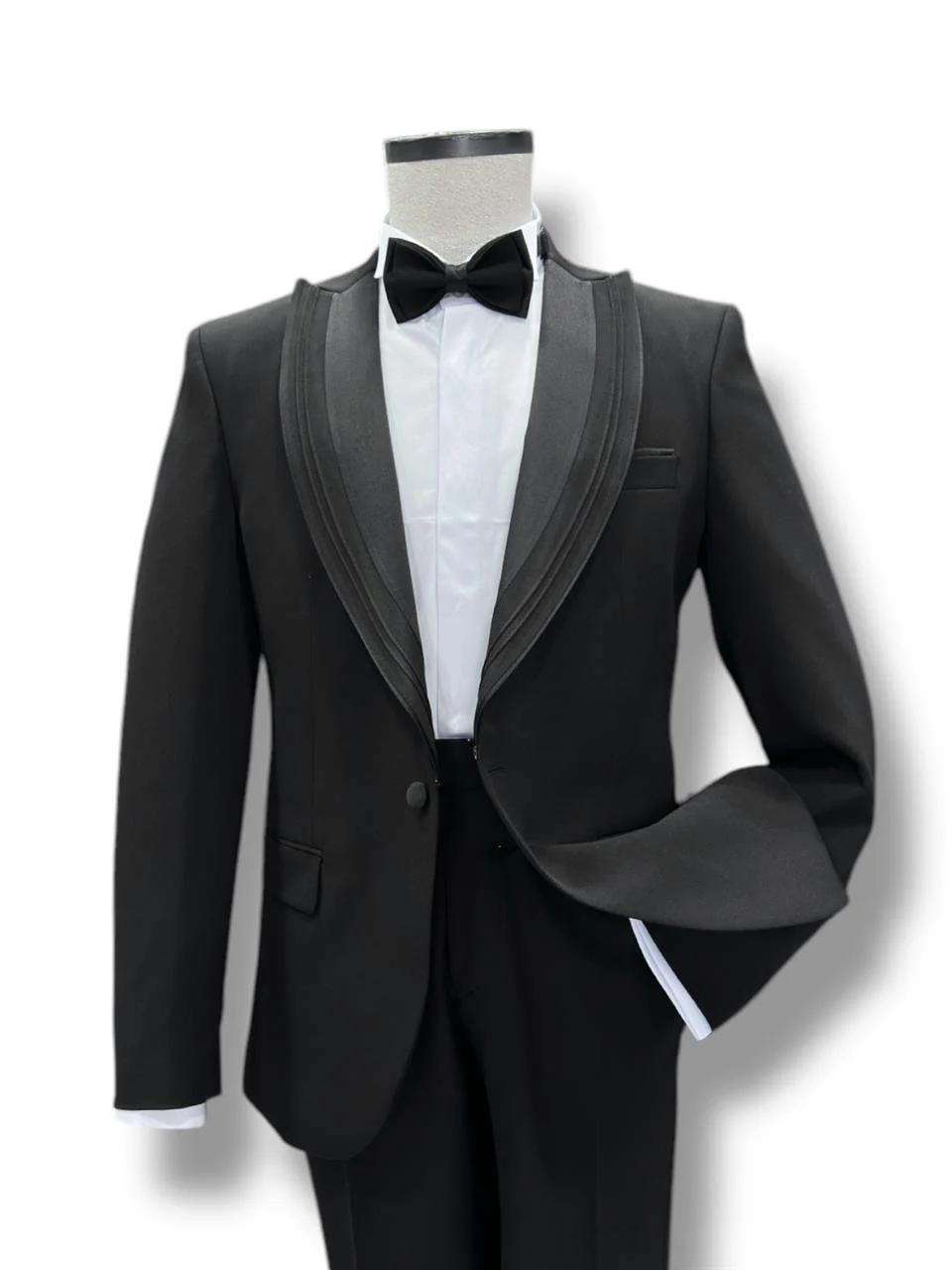 Standart Fit Siyah Kat Yakalı Damatlık Smokin - Image 3