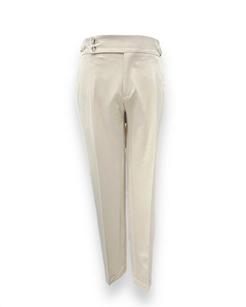 Modern Fit Torba Cep Punto Dikişli Bej Limerick Takım Elbise - Image 3