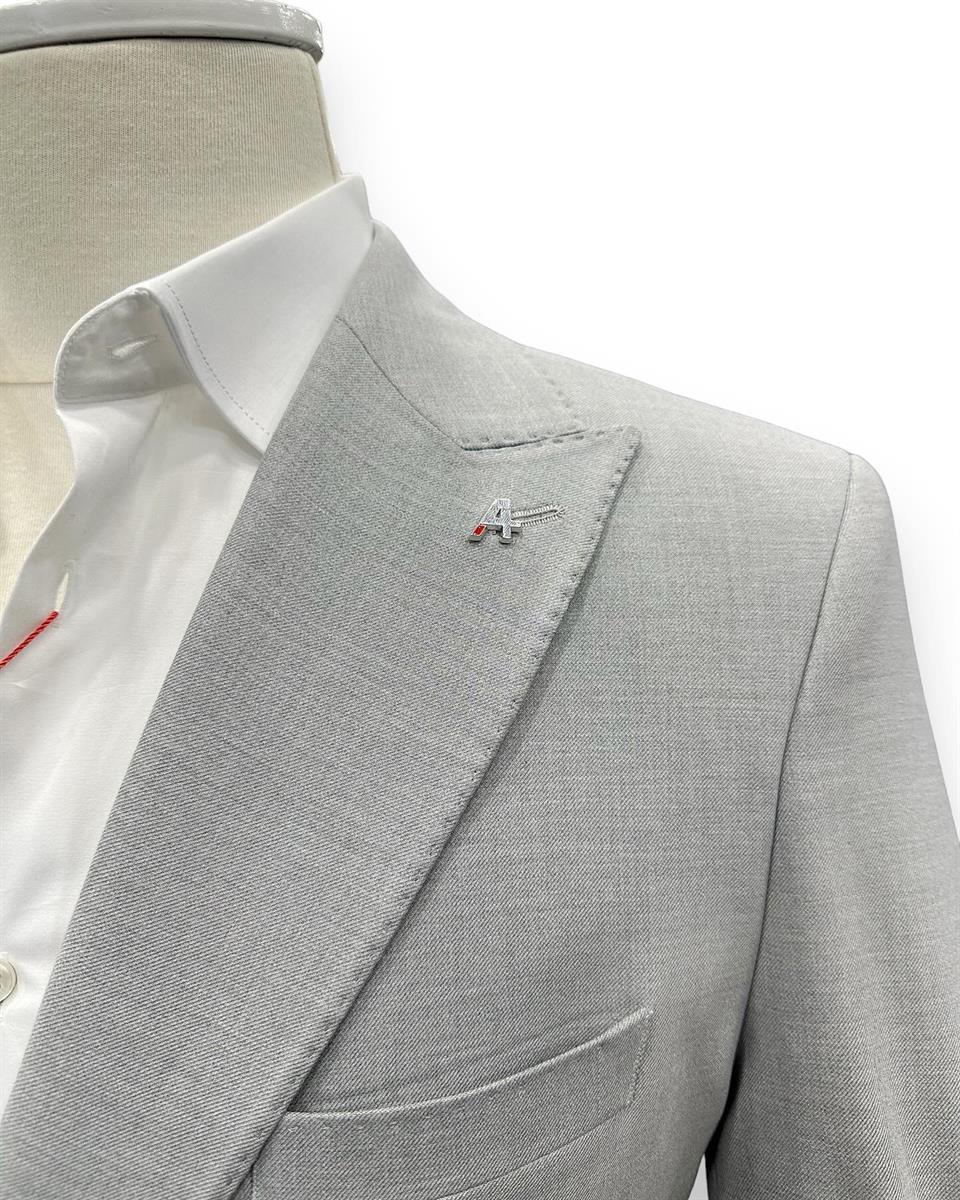Modern Fit Torba Cep Punto Dikişli Gri Limerick Takım Elbise - Image 3