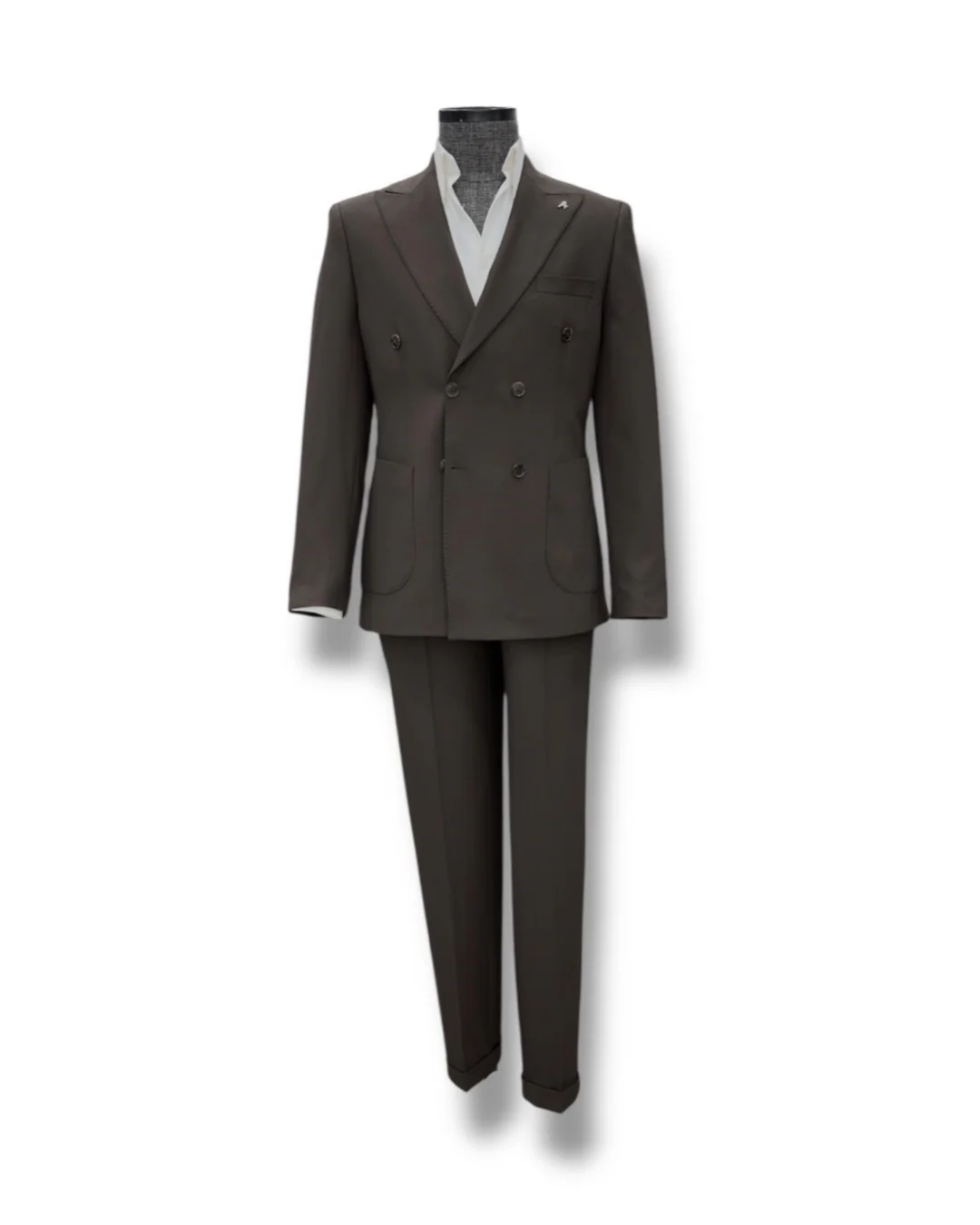 Modern Fit Torba Cep Punto Dikişli Koyu Kahverengi Limerick Takım Elbise