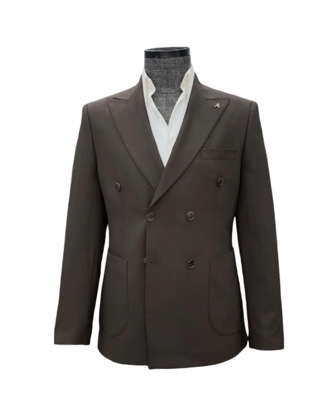 Modern Fit Torba Cep Punto Dikişli Koyu Kahverengi Limerick Takım Elbise - Image 2