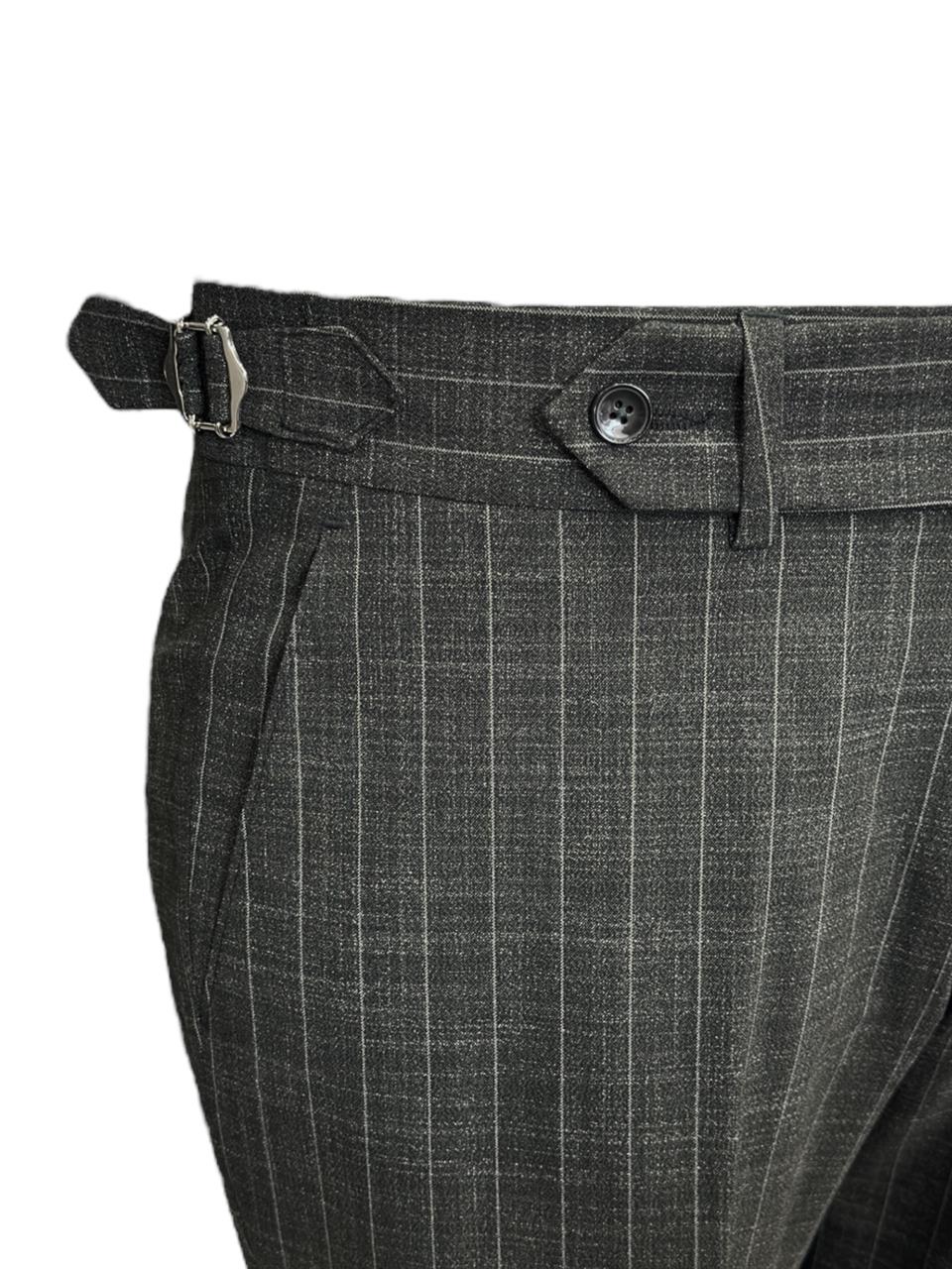 Slim Fit Çizgili Siyah Lord Takım Elbise - Image 3