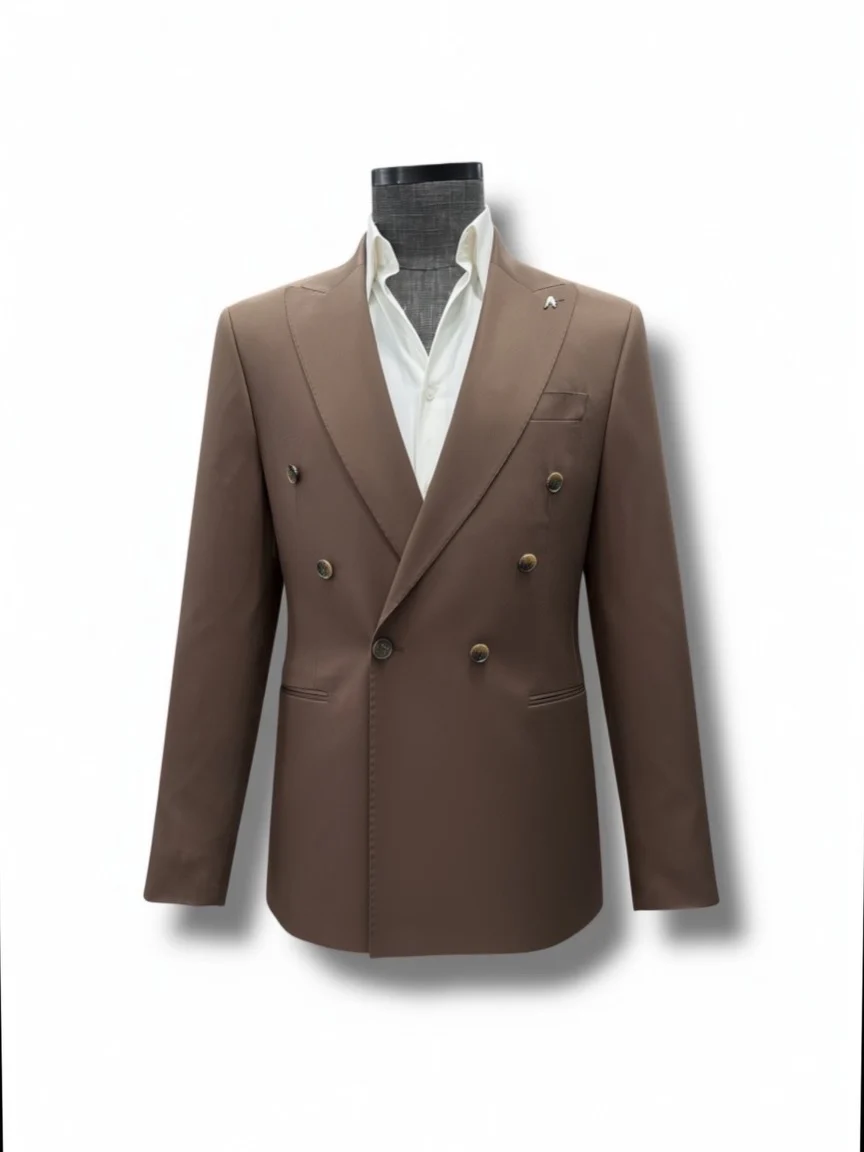 Standart Fit Tencel Kumaş Kahverengi Loreno Takım Elbise - Image 2
