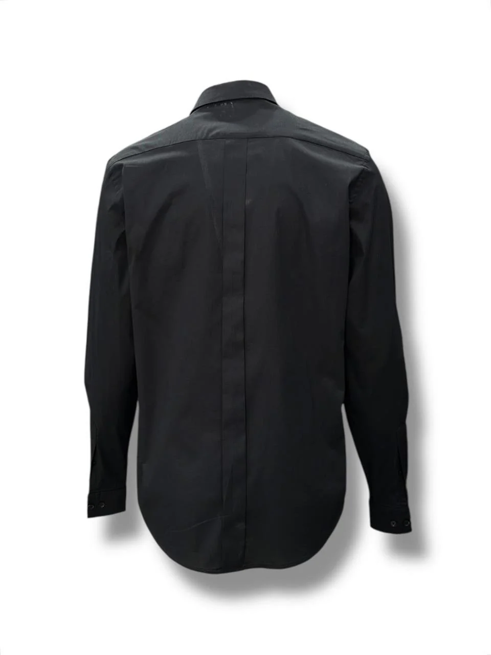 Siyah Comfort Fit Gizli Düğme Pamuk Gömlek - Image 2