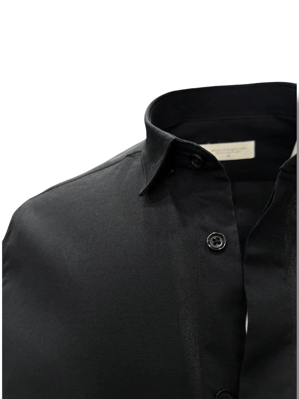 Siyah Comfort Fit Gizli Düğme Pamuk Gömlek - Image 3