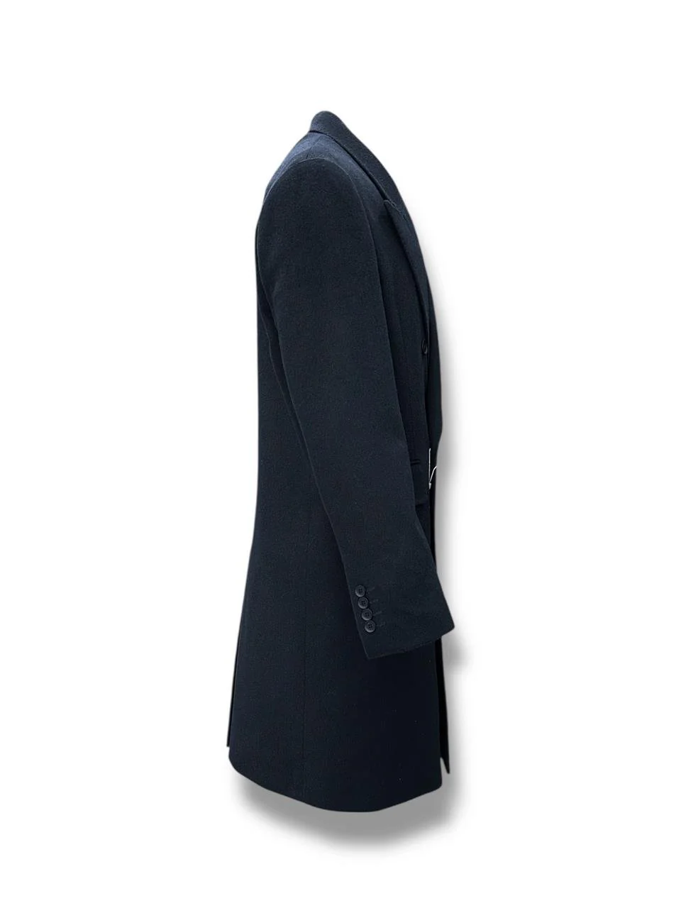 Slim Fit Yün Karışımlı Kruvaze Lacivert Majestic Palto - Image 3