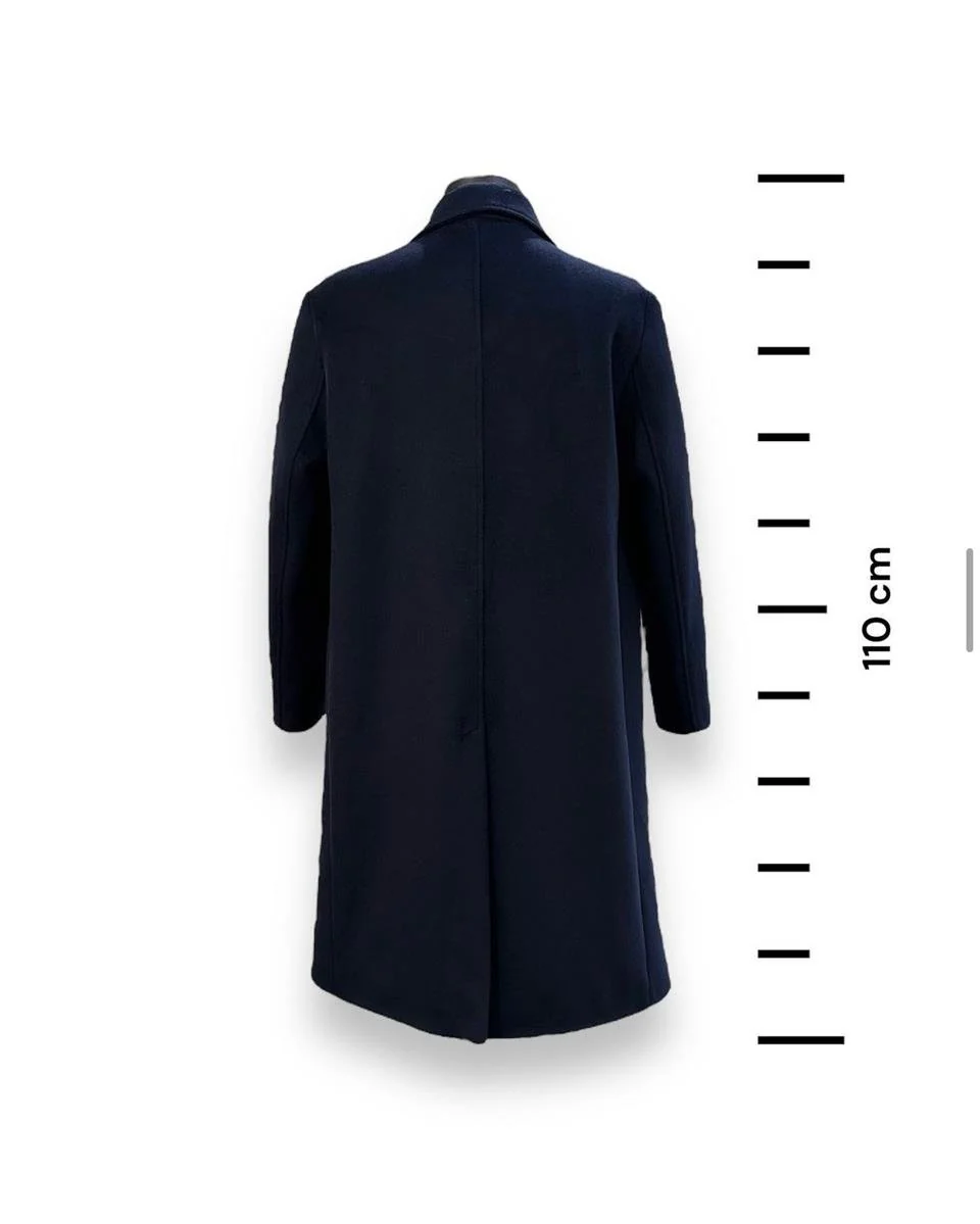 Oversize Kruvaze Kaşe Lacivert Mattia Kaban - Image 4
