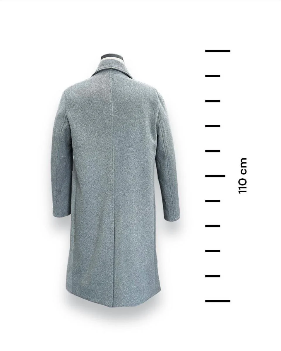 Oversize Kruvaze Kaşe Gri Mattia Kaban - Image 4
