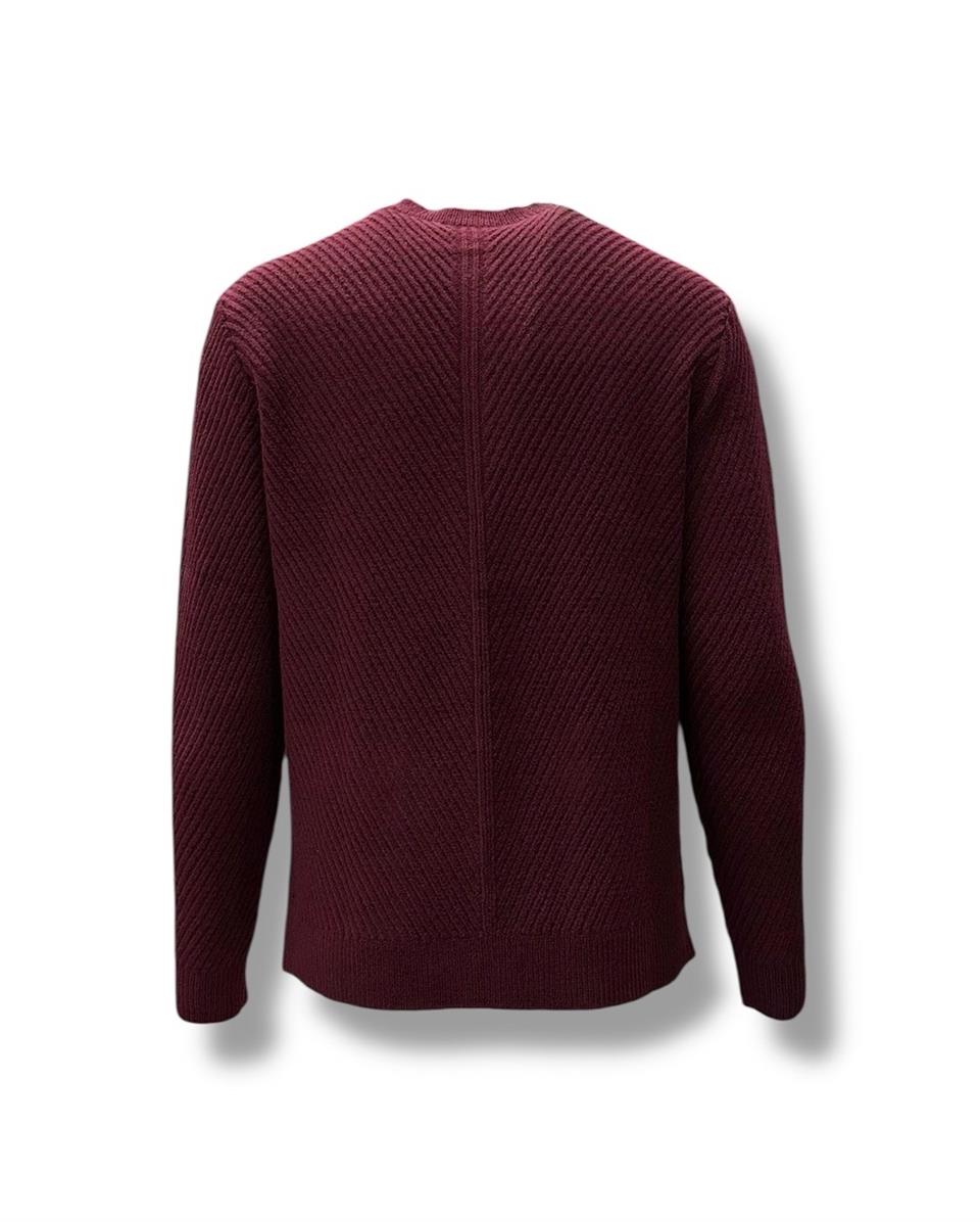 Slim Fit Düğmeli Bordo Mielo Hırka - Image 3