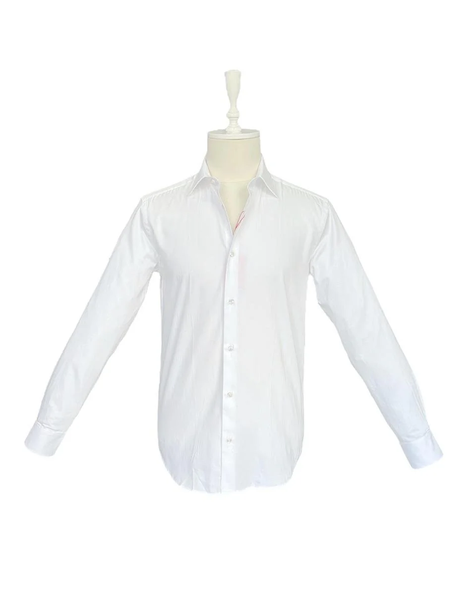 Slim Fit Beyaz %100 Pamuk Saten Gömlek
