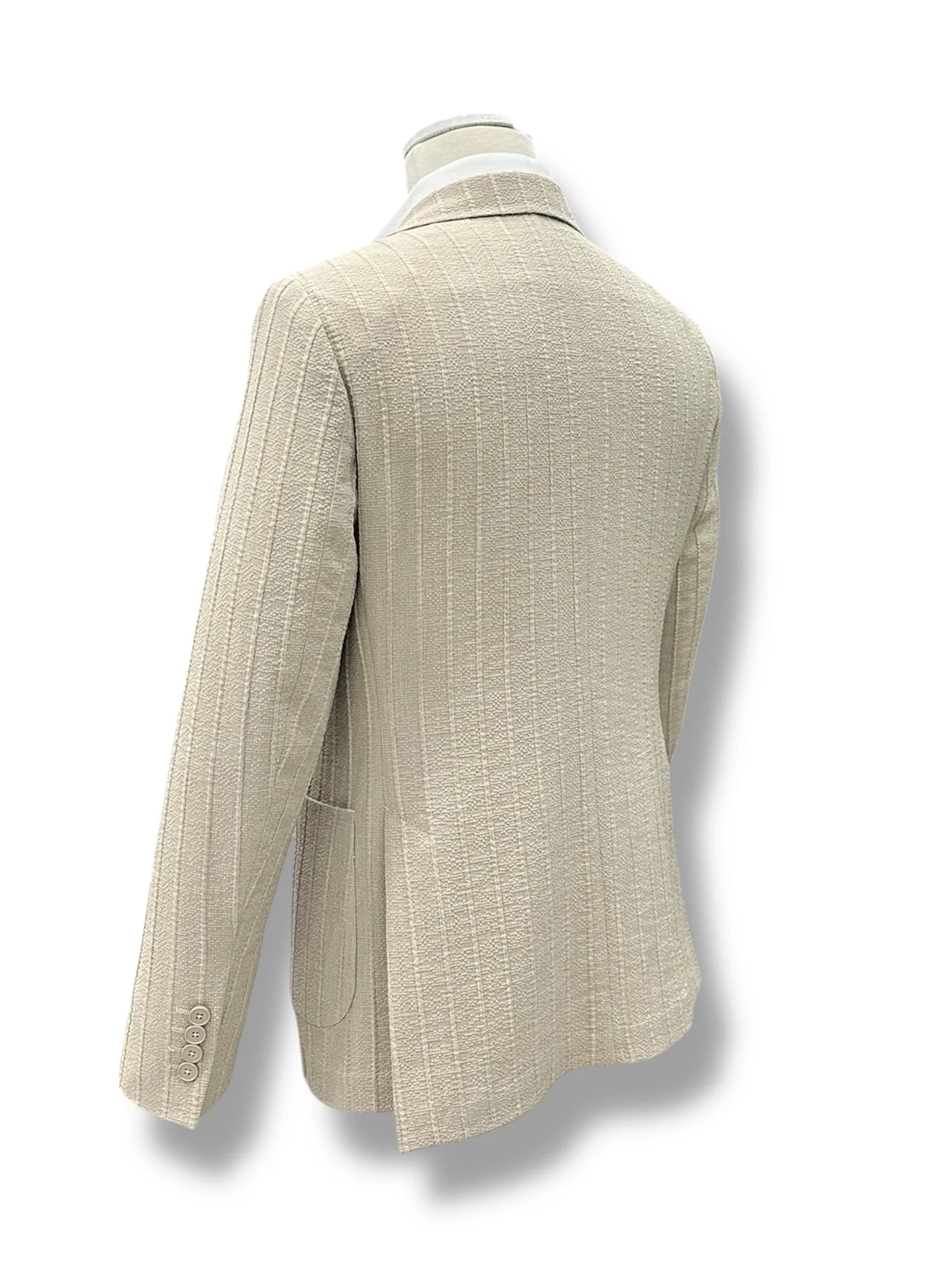 Standart Fit Likralı Torba Cep Bej Relief Ceket - Image 4