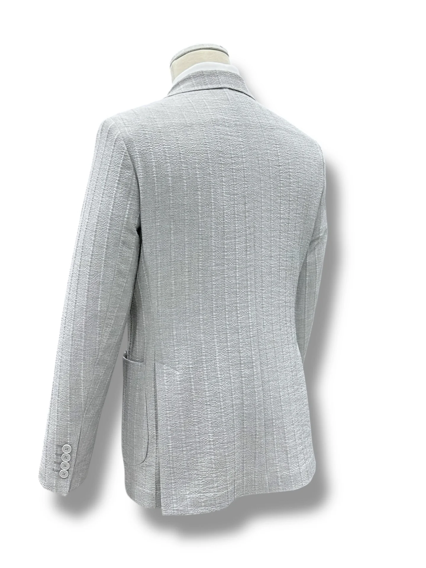 Standart Fit Likralı Torba Cep Gri Relief Ceket - Image 4