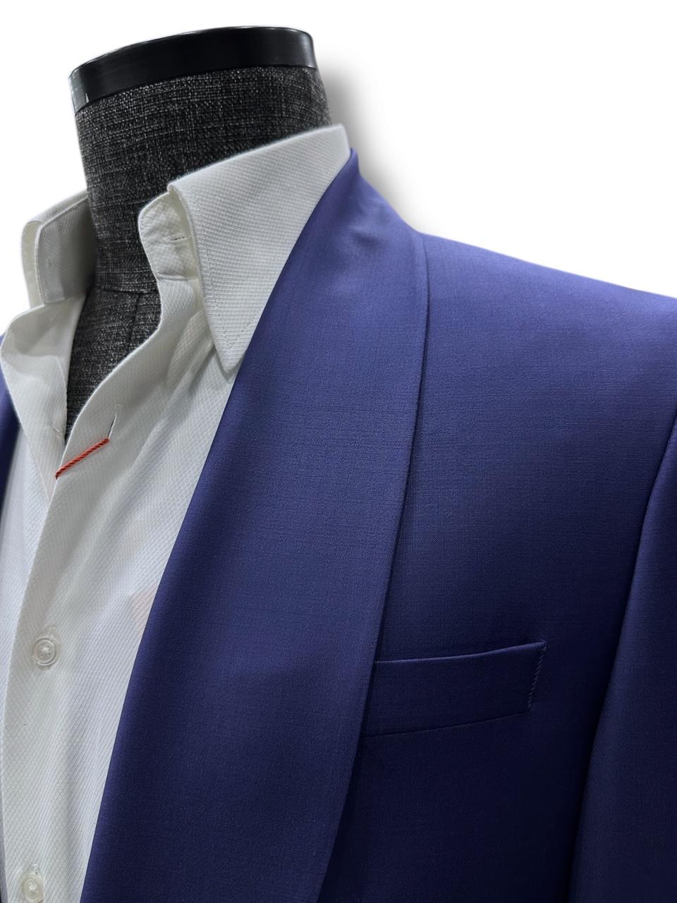 Slim Fit Şal Yaka Çift Yırtmaç Lacivert Erkek Yün Valente Takım Elbise - Image 3
