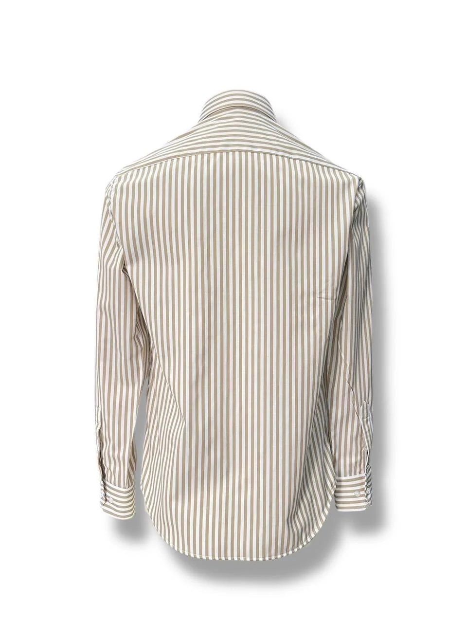 Slim Fit Düğmeli Yaka Pamuk Karışımlı Bej Veyra Gömlek - Image 3