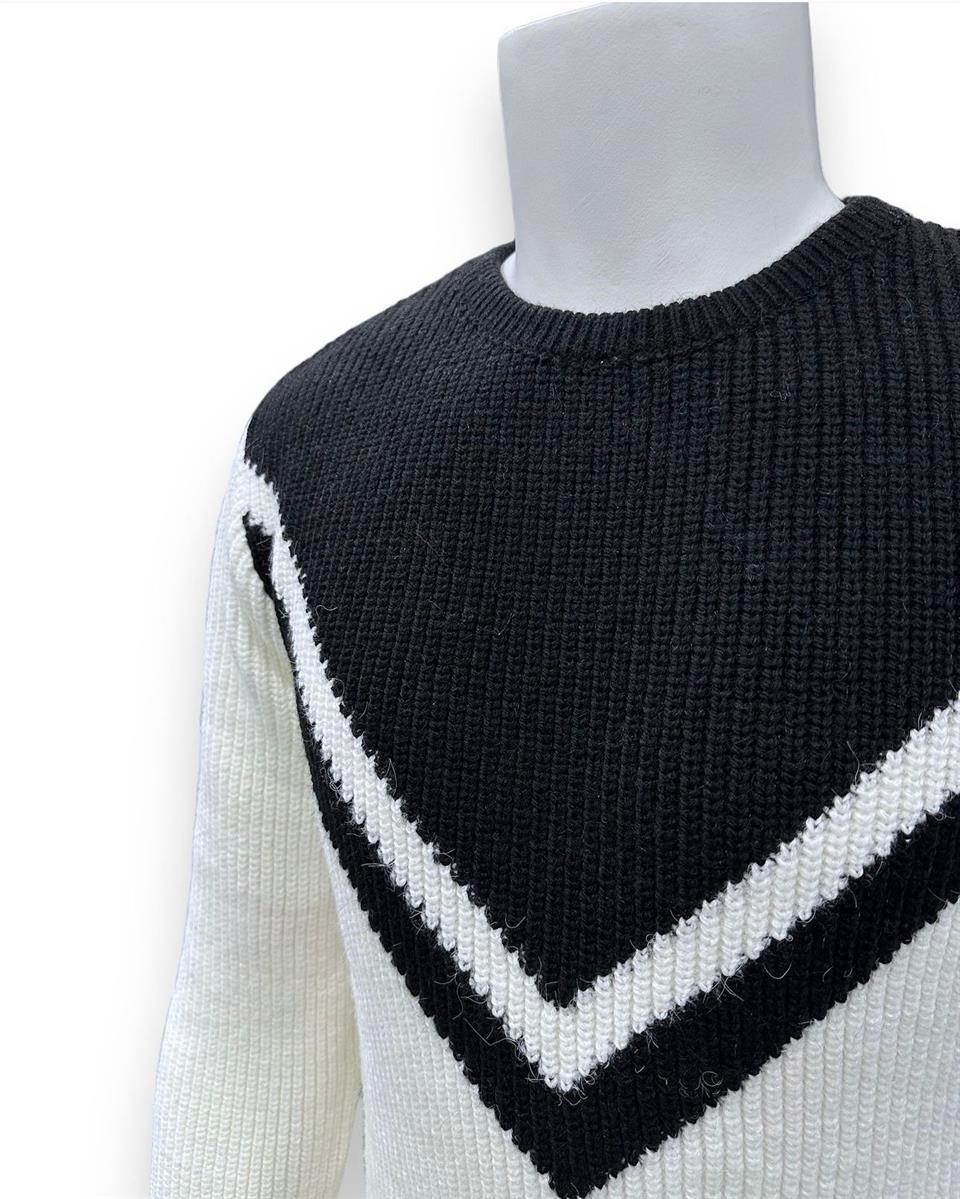 Standart Fit Kalın Örgü Denizci Model Siyah Erkek Via Kazak - Image 3