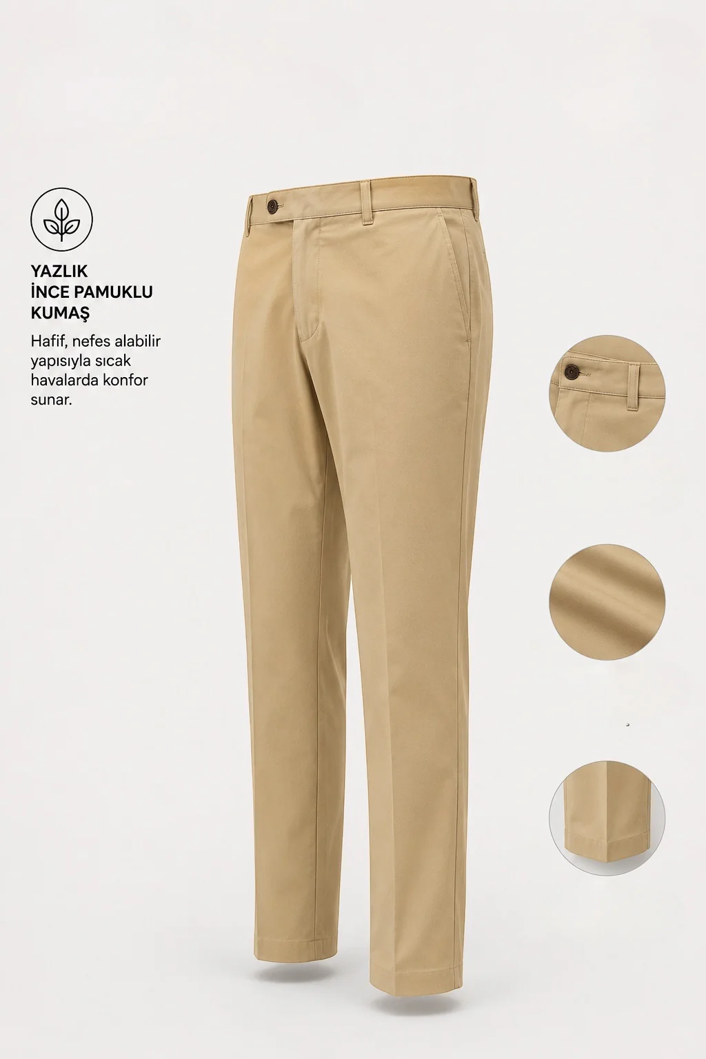 Standart Fit Pamuk Karışımlı Yan Cep Camel Voyage Pantolon