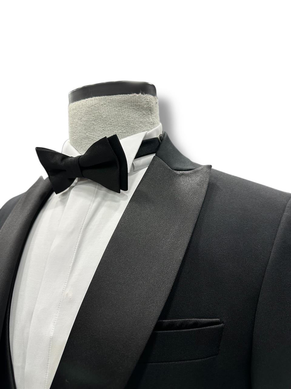 Slim Fit Siyah Yelekli Damatlık Smokin - Image 3